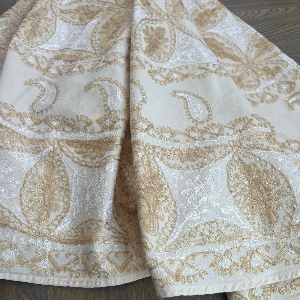 Vintage Aghabani Embroidered Orientalist Cotton Silk Tablecloth + 10 Napkins